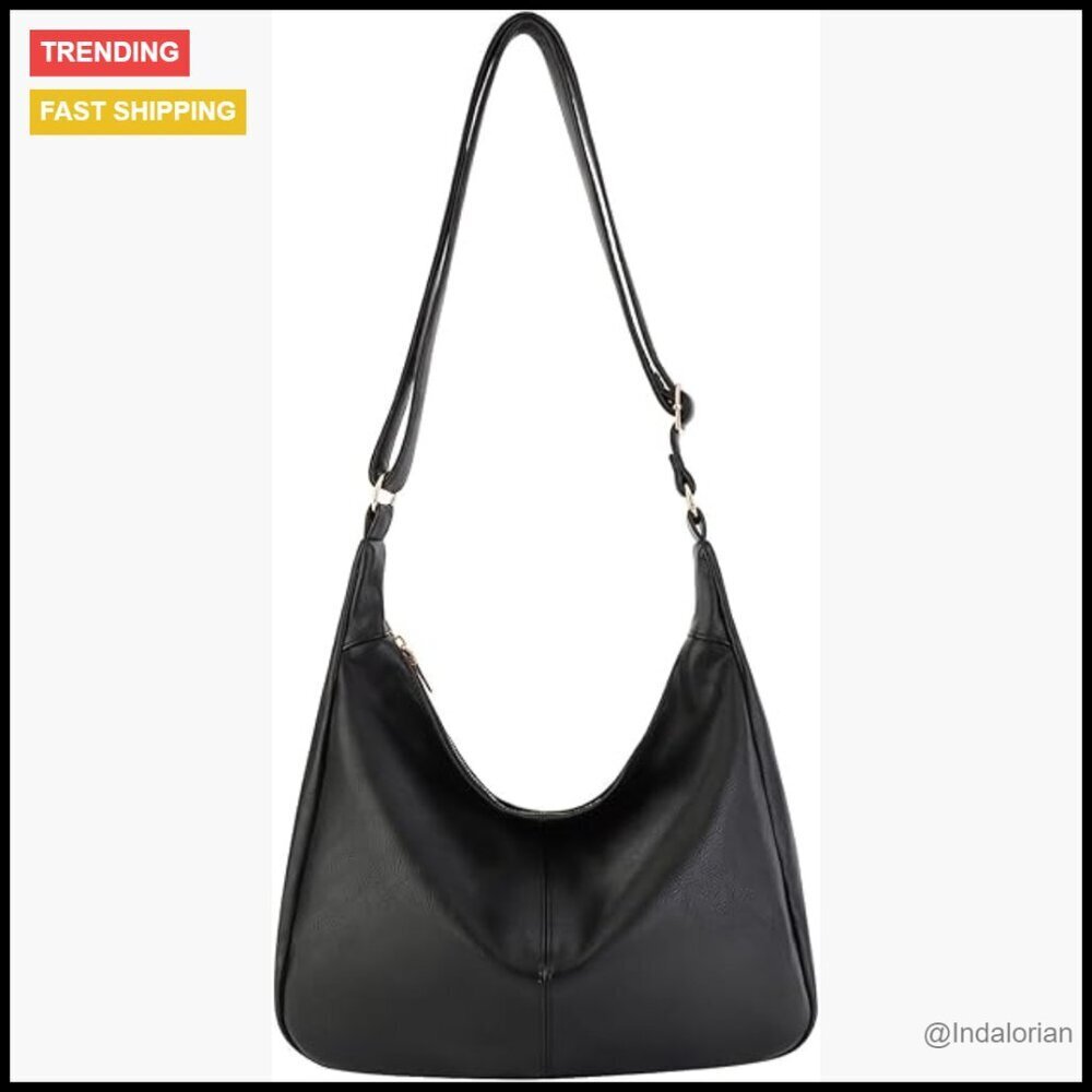 Vegan Leather Hobo Tote Bag Slouchy Shoulder Crossbody Minimal Chic